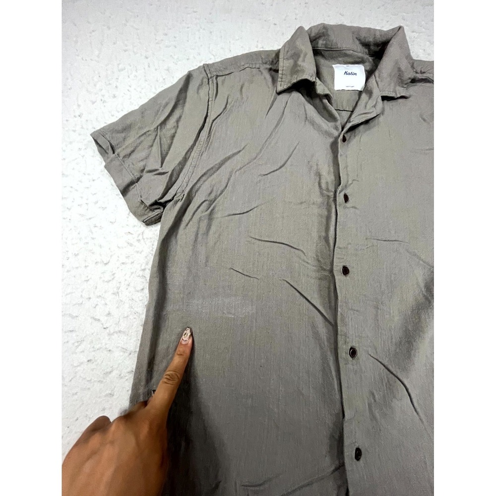 Katin Camp Shirt Mens Small Gray Short Sleeve Collared Beach Casual Button Up - Picture 3 of 8